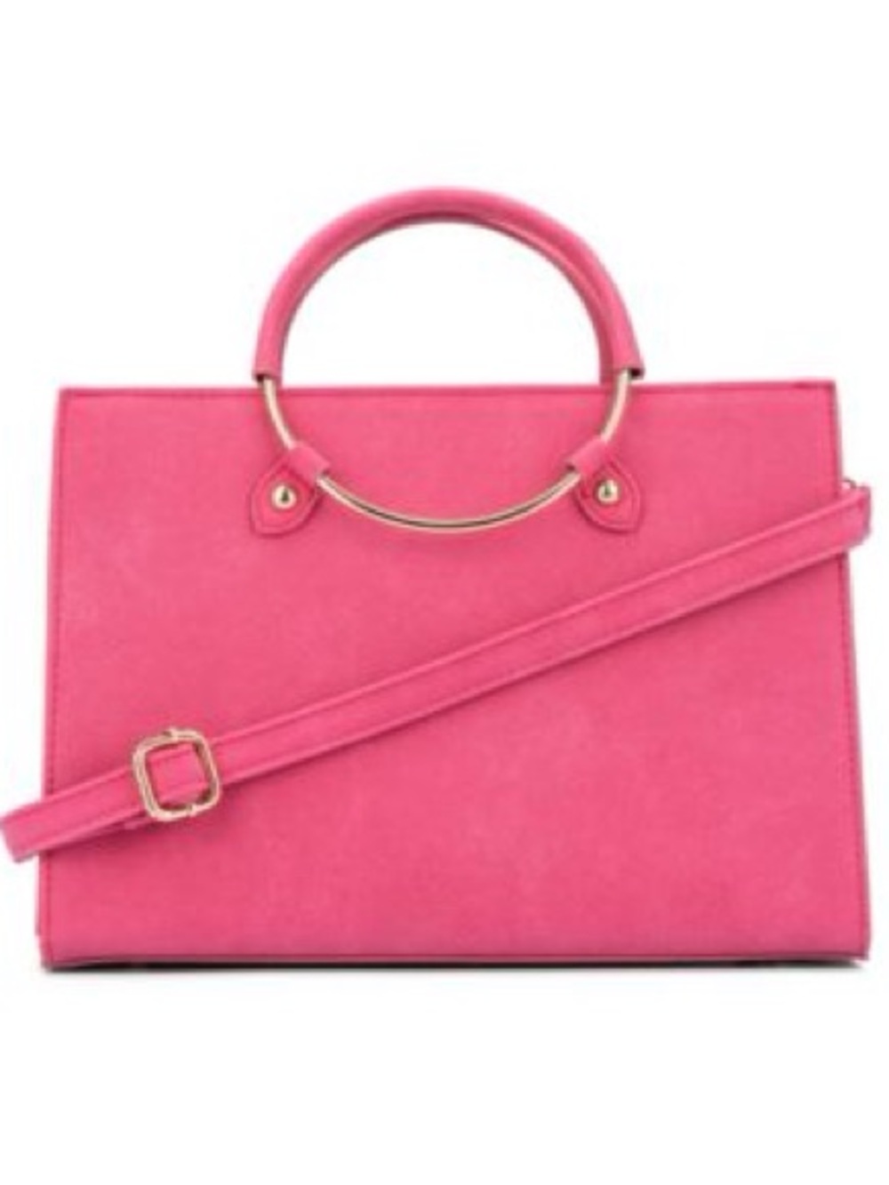 Pink Structured Top-Handle Satchel Bag